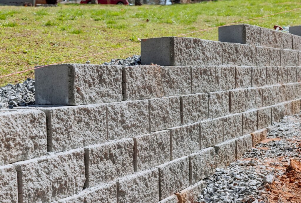 concrete block retaining wall installation in wellington